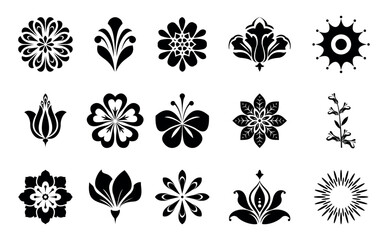 Flowers icon set. Flowers isolated on transparent background. Flowers in modern simple. Cute round flower plant nature collection. Vector illustrator