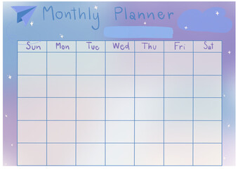 Monthly planner with a purple color theme
