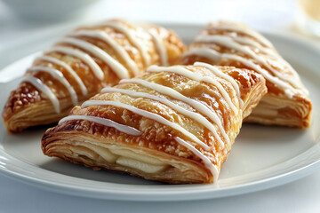 Apple turnovers drizzled with a white glaze.