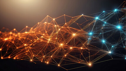 Abstract technology background. Cyber ​​technology AI technology wired network futuristic