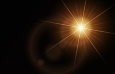 Light from the sun, on a dark background. Vector illustration