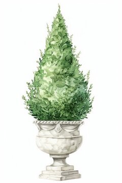 recommend clip art: Elegant watercolor topiary illustration