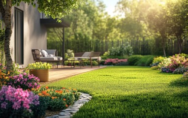 Obraz premium clean and beauty backyard 