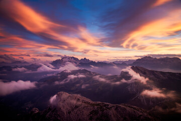 Dolomite stuning sunset from the Lagazuoi refuge