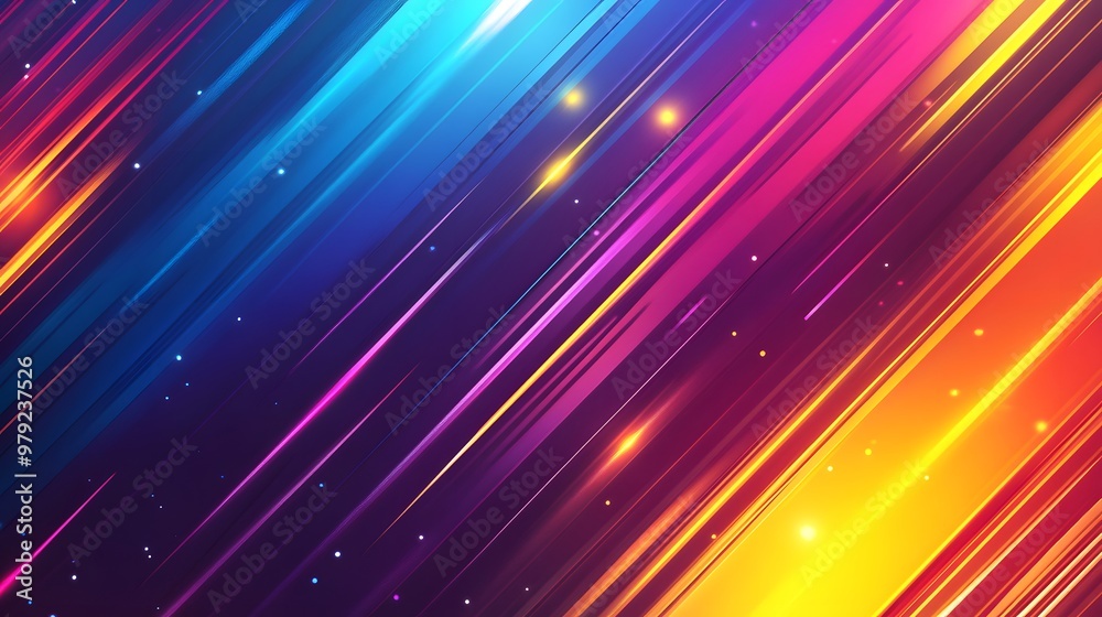 Wall mural abstract colorful diagonal lines background with glowing lights