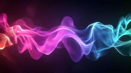 Fototapeta premium Abstract Neon Glowing Waves on Black Background