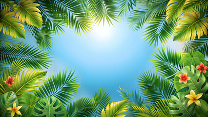 Fototapeta premium Tropical natural frame abstract background with copyspace for summer vacation concept, tropical, natural, frame