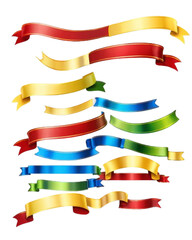 a collection of colorful ribbons, multi color ribbon for festival , greeting cards, marriage cards, invitation card