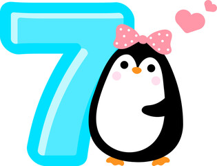 Cute little Penguin and Number