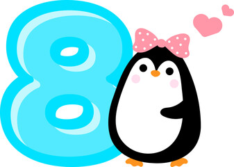 Cute little Penguin and Number