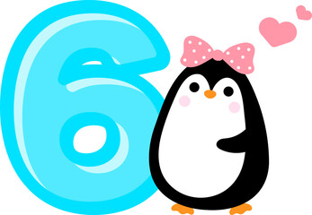 Cute little Penguin and Number