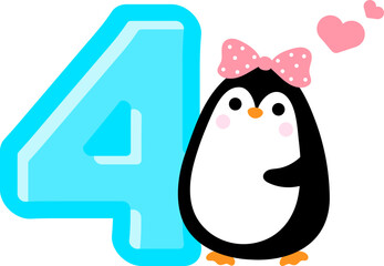 Cute little Penguin and Number