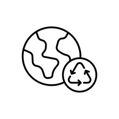 Earth recycle outline icons, minimalist vector illustration ,simple transparent graphic element .Isolated on white background