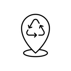 Recycle location outline icons, minimalist vector illustration ,simple transparent graphic element .Isolated on white background