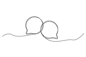 Chat bubble line art. Minimalist speech bubble design. Continuous outline drawing. Vector graphic element.