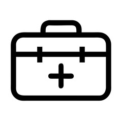 Obraz premium First aid kit vector icon, minimalist design, health and emergency concept, with copy space, icon on transparent background, mental health theme