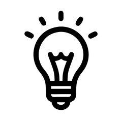 Fototapeta premium Vector icon of a light bulb, minimalist style, creativity and idea generation concept, icon on transparent background, mental health theme