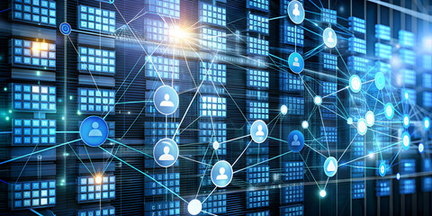 Conceptual representation of big data algorithms optimizing resource allocation across sectors