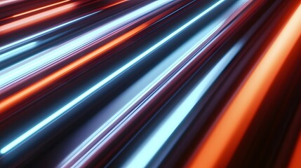 Fototapeta premium Abstract Diagonal Lines in Neon Blue and Orange Colors