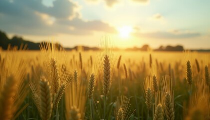 Naklejka premium Golden Harvest A Field of Wheat at Sunrise