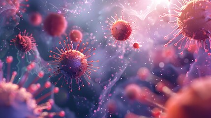 Cells Infected with Illness - 3D Microscopic Medical Visualization
