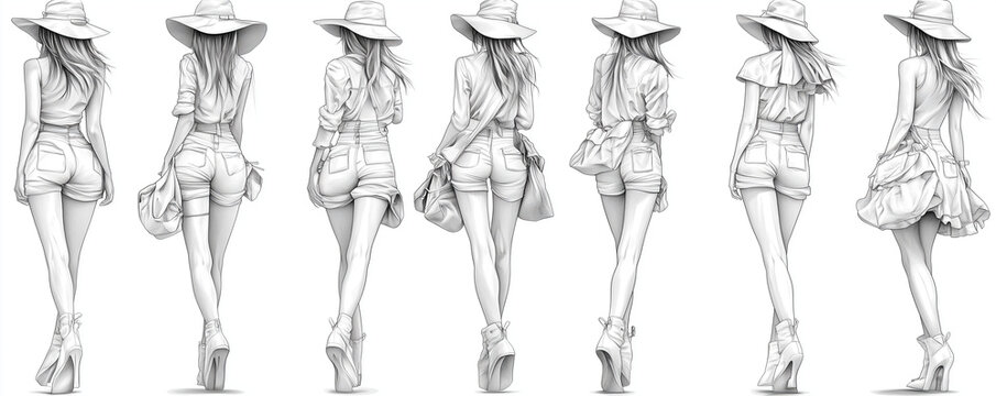 kleid, skizze, entwurf, designer, mode, casual, frau, k&ouml;rper, gestalten, leitbild, silhouette, sketch, vektor, abbildung, zeichnung, leute, mannequin, anatomie, sch&ouml;nheit, kunst, kontur, abbildung, de