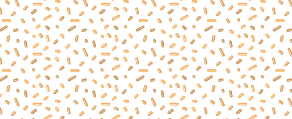 Golden Festive pattern with confetti or sprinkles for celebrate. Vector seamless background for holiday, birthday, gift paper, decoration.