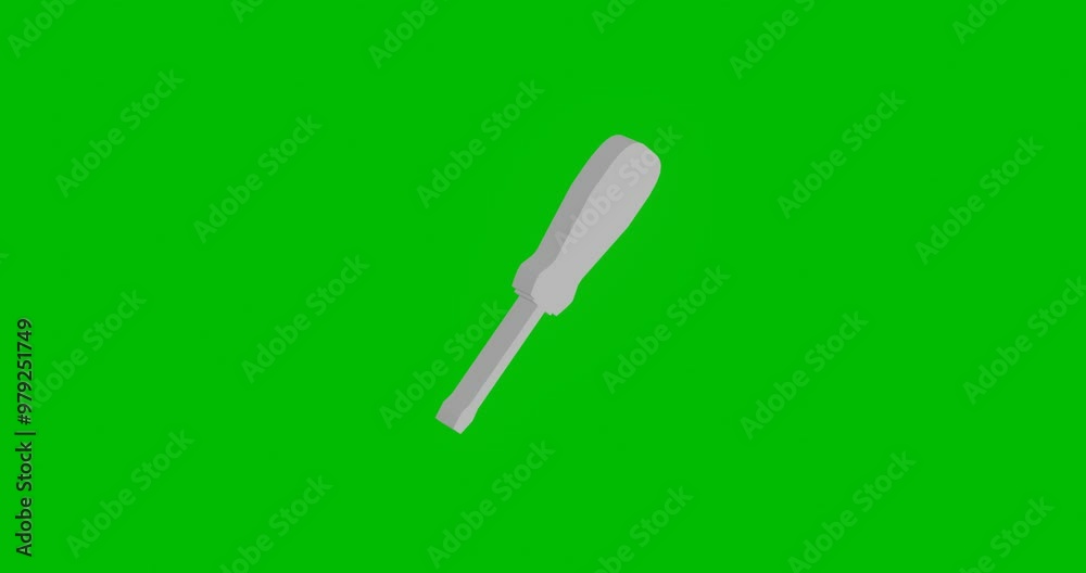 Poster animation of rotation of a white screwdriver symbol with shadow. simple and complex rotation. seamle