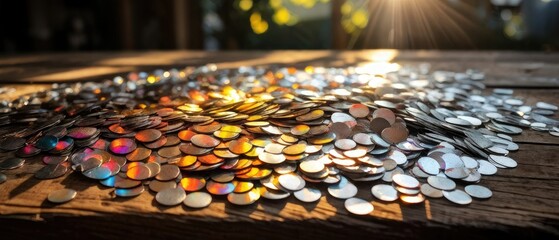 Shiny Metal Discs in Sunlight