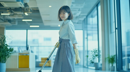 Fototapeta premium 清潔さを追求する姿勢で働く女性