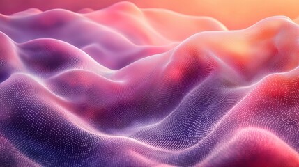 Obraz premium Colorful abstract landscape resembling soft hills and valleys illuminated by warm light at sunset