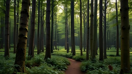 Obraz premium Excellent forest in Augsburg ( close to Botanical garden) , Bavaria land of Germany. Generative AI