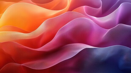 Obraz premium Colorful waves of fabric flowing gently in vibrant hues of orange, pink, and purple highlighting a serene and artistic textured backdrop