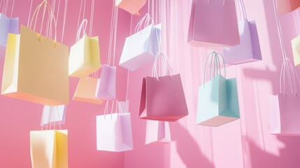 Colorful shopping bags falling on color background,package bag for purchases for an shopping online store vector illustration,black friday,sale month season.