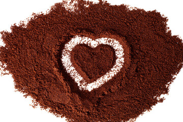 heart in coffee powder