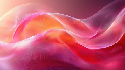 Obraz premium A vibrant abstract composition of flowing red and pink waves with a soft gradient in the background showcasing artistic movement and depth