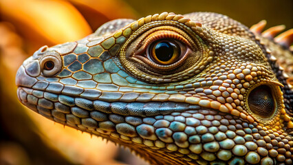 Fototapeta premium Close up of a lizard with scaly skin and intricate patterns , reptile, scales, animal, wildlife, close-up, detail, nature
