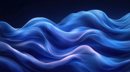 Fototapeta premium Elegant blue waves flowing gently across a dark background create a serene and peaceful atmosphere