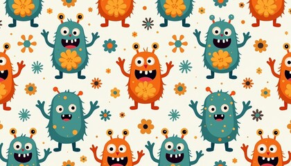 Obraz premium Joyful Monsters A playful and colorful pattern