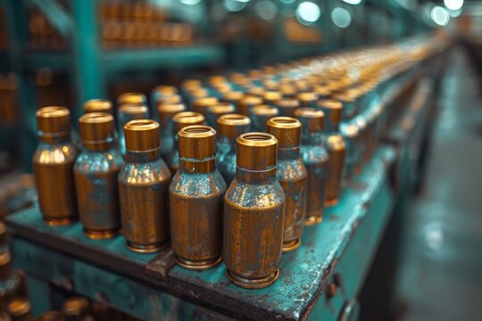Heavy military ammunition  large shells and supports for modern weaponry and equipment
