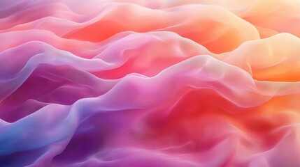 Fototapeta premium Soft, flowing fabric in vibrant shades of pink, orange, and purple creates a serene atmosphere, highlighting gentle movement and texture