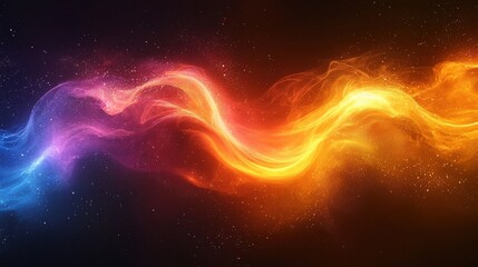 Obraz premium A vibrant swirl of colorful light cascades across a dark cosmic backdrop, creating an ethereal display of energy and motion