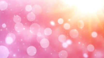 Abstract Pink and Orange Bokeh Background with Glowing Lights
