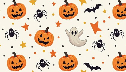  Spooky Halloween Pumpkin and Ghost Pattern