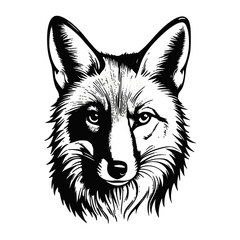 Fox silhouette black and white | Vector illustration of a fox head