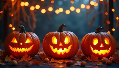 Fototapeta premium Trick or Treat A Halloween Pumpkin Glow