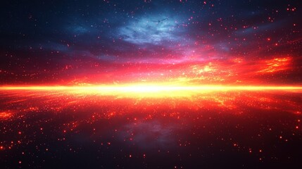 A vibrant cosmic landscape with glowing light and swirling colors showcasing the beauty of the universe during twilight hours