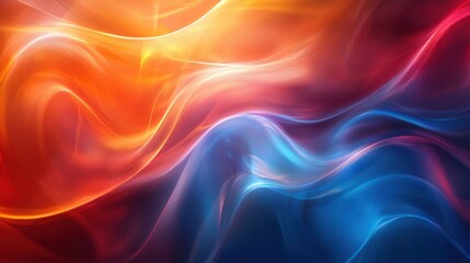 Obraz premium Vibrant abstract patterns of red, orange, and blue swirling together in dynamic motion creating a lively atmosphere at dusk
