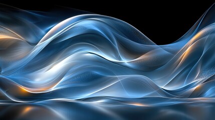 Fluid blue waves create a mesmerizing visual display, showcasing dynamic movement and elegance in a dark setting