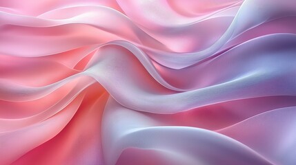 Obraz premium Flowing fabric showcases soft gradients of pink and lavender hues creating a delicate and serene atmosphere in the textile